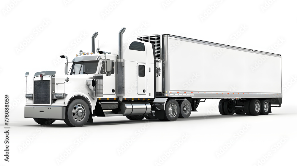 white truck isolated on white background, mock up, transportation industry, empty space white truck isolated on white background, mock up, transportation industry, empty space