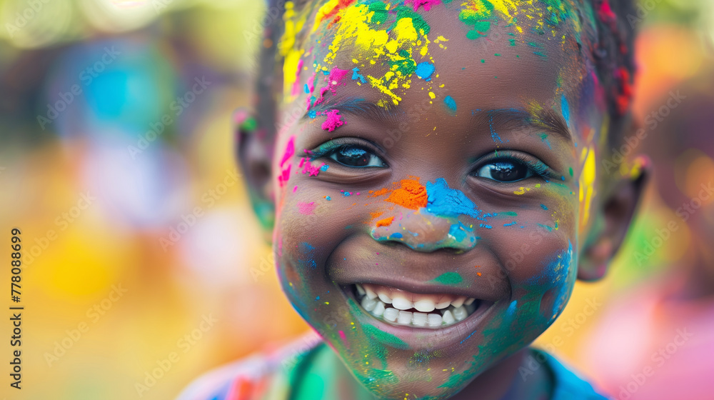 Cheerful boy at the festival of colors Holi Cheerful boy at the festival of colors Holi