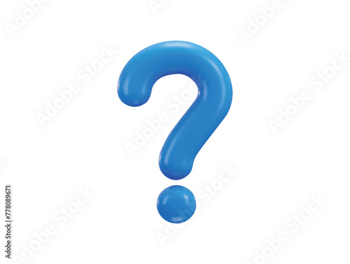 blue question mark icon 3d rendering vector illustration