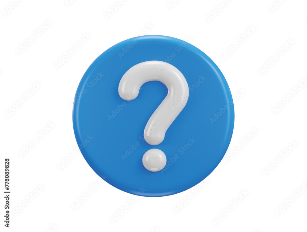 blue question mark icon with circle button icon 3d render blue question mark icon with circle button icon 3d render