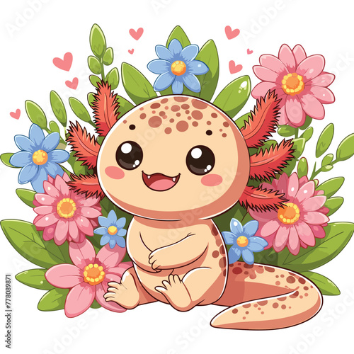 Cute Axolotl Vector Cartoon illustration