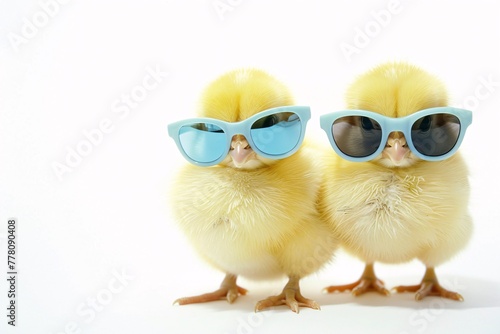 two chicks wearing sunglasses