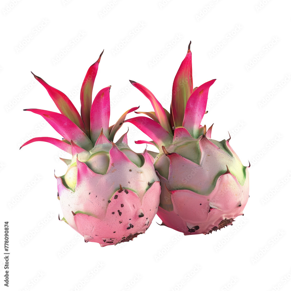 Two pink dragon fruit on transparent background Two pink dragon fruit on transparent background