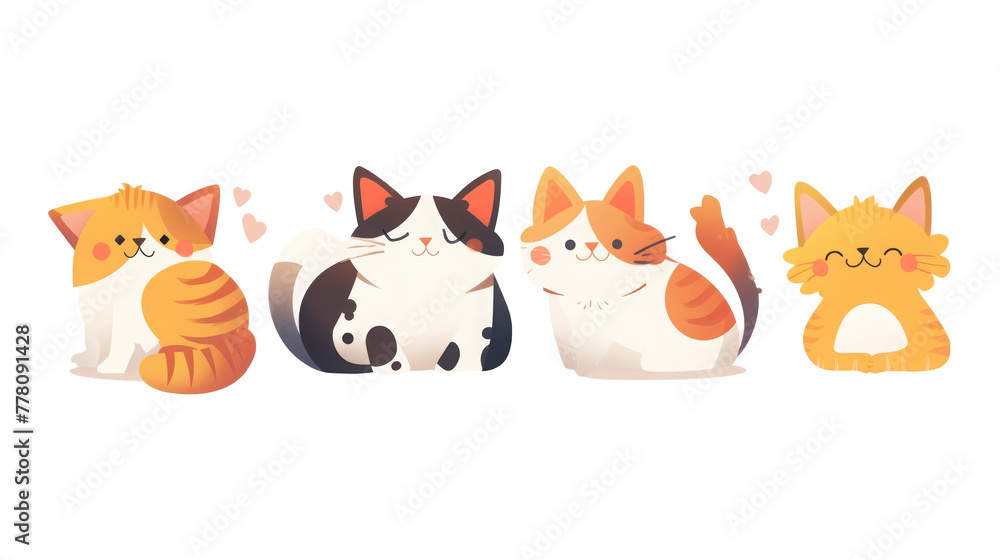 Adorable Cartoon Cat Collection with Playful Poses Adorable Cartoon Cat Collection with Playful Poses