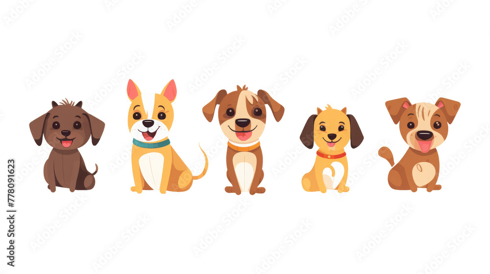 Assorted Cartoon Dogs in Various Poses isolated Assorted Cartoon Dogs in Various Poses isolated