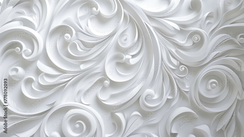 leaves and curls. Monochrome abstract floral background leaves and curls. Monochrome abstract floral background