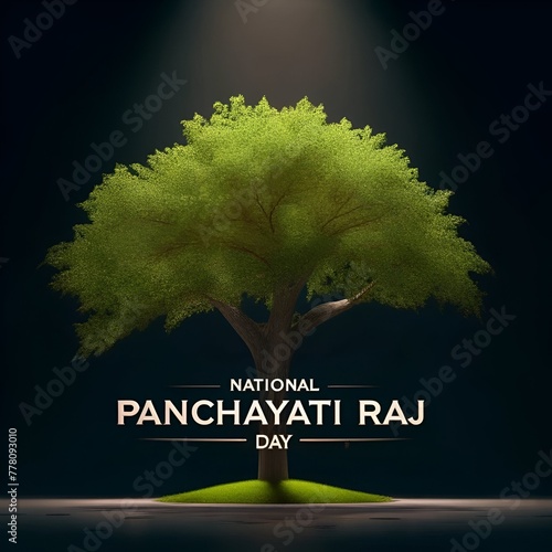 Realistic illustration of large green tree for national panchayati raj day.