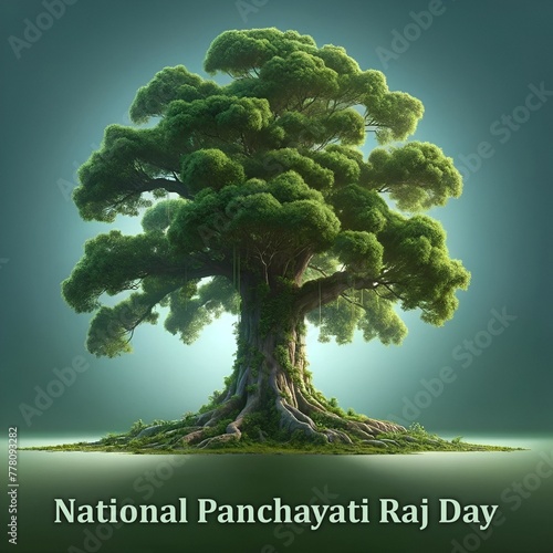 National panchayati raj day background with a large tree.