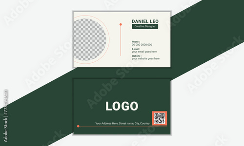 Green business card flat design template vector