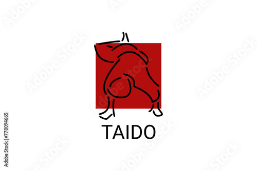 Taido (way of the body) sport vector line icon. sportman, fighting stance. sport pictogram illustration. 