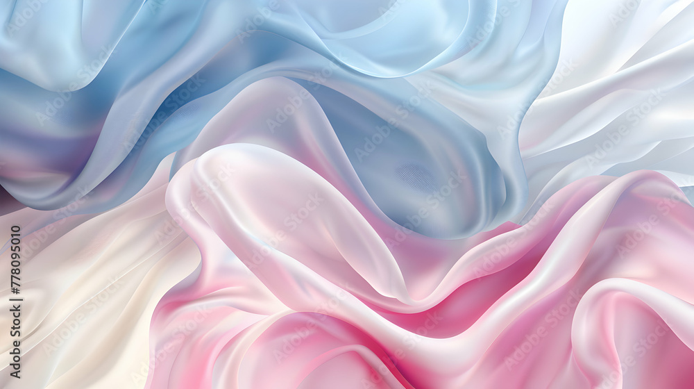 Abstract background with waves. A liquified effect that creates smooth, flowing patterns in blue, pink pastel, and ivory. The design evokes the elegance and softness of luxurious fabric. Abstract background with waves. A liquified effect that creates smooth, flowing patterns in blue, pink pastel, and ivory. The design evokes the elegance and softness of luxurious fabric.