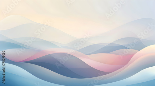 Abstract blue background with waves. A serene moment of dawn, with liquified curves representing the sky transitioning from night to day.