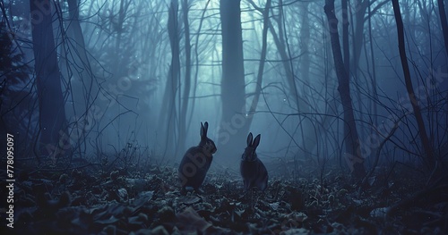mystical misty forest, two rabbits, the way I felt with you that night, and a hundred that followed photo