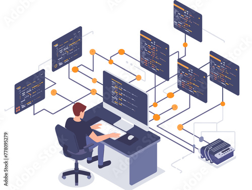 agile software developers in remote work on teamwork project in development iteration cycle using git version control system