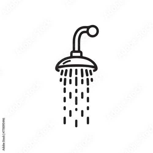 Shower head in cartoon, doodle style . Image for t-shirt, web, mobile apps and ui. Isolated 2d vector illustration in logo, icon, sketch style, Eps 10, black and white. AI Generative