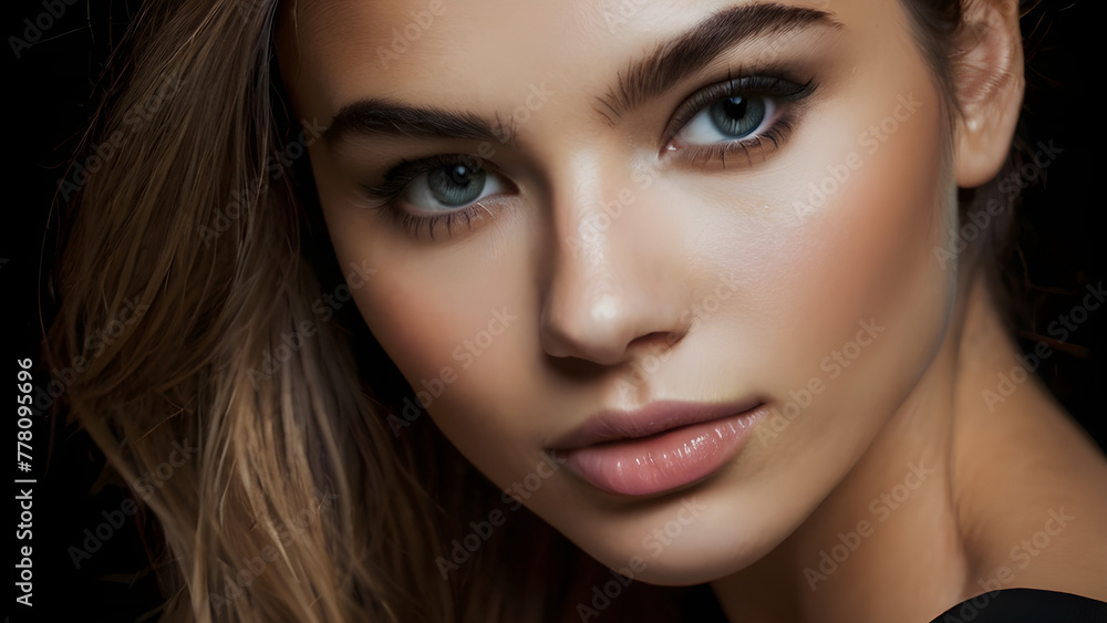 Generative KI Gesicht einer bildhübschen Frau eines Models Generative KI Gesicht einer bildhübschen Frau eines Models