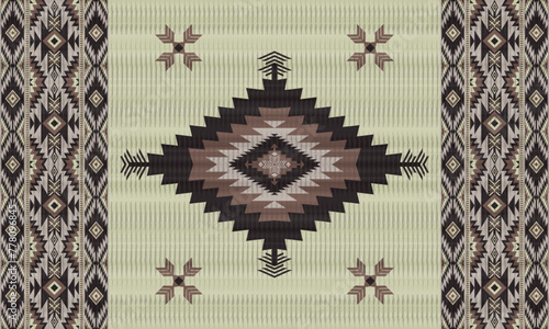 American tribal ethnic native pattern.Traditional Navajo,Aztec,Apache,Southwest and Mexican style fabric pattern.Abstract vector motifs pattern.For fabric,clothing,blanket,carpet,woven,wrap,decoration