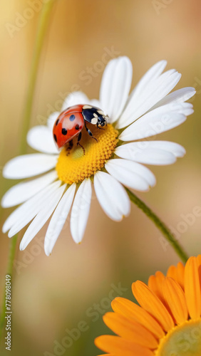 Ladybug Resting on Daisy Petal