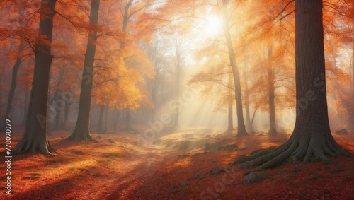 autumn forest in the fog © Qonain