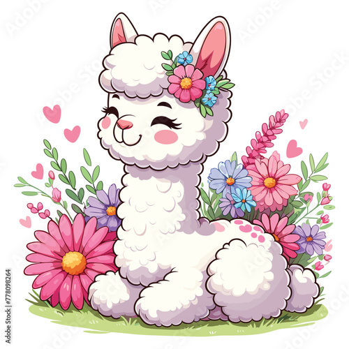 Cute Alpaca Vector Cartoon illustration