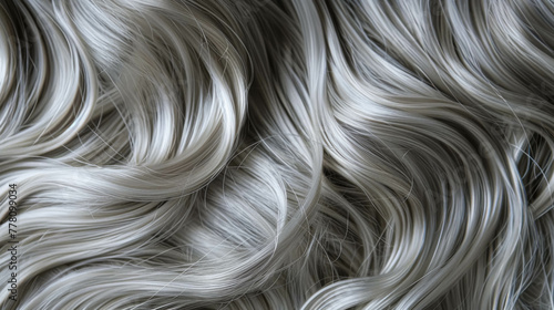 Silver Ash Blonde Hair Texture With Wavy For Fashion And Shampoo Promotion photo