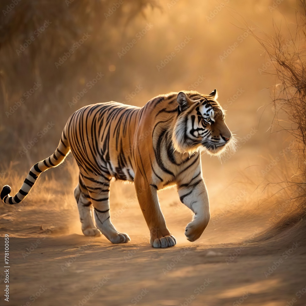 tiger in the wild, savannah, africa tiger in the wild, savannah, africa