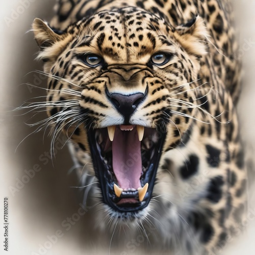 leorpard growls close-up,nature, big catpanther, wild cat, hunter, danger