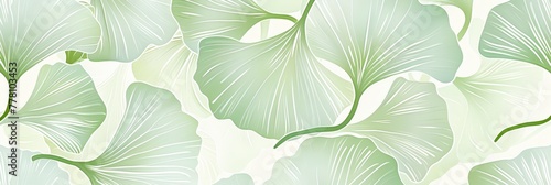 ginkgo leaf pattern with a light green background