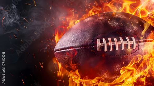 football ball on fire isolated on black background with copy space