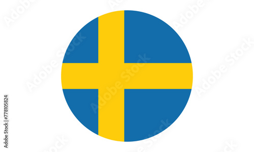 Swedish flag circle transparent png. Sweden flag round.