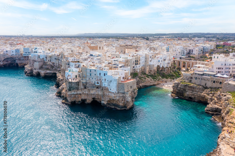 Polignano a Mare town, Puglia region, Italy, Europe. Aerial view
