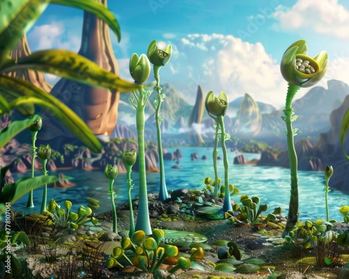 Vivid landscapes of a distant planet teeming with exotic flora