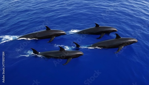 A-Family-Of-Pilot-Whales-Traveling-In-A-Tight-Form- 2