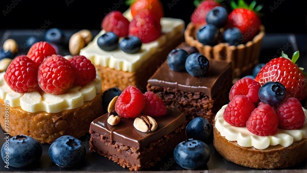 chocolate cupcakes with berries, ai generated chocolate cupcakes with berries, ai generated