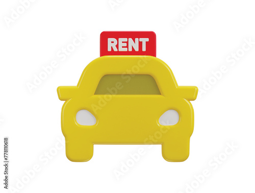 car rent icon 3d render concept of uber service on car vector illustration