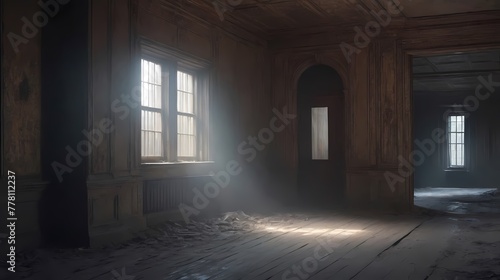 darkness cinematic  ghost in abandoned hall  Generative AI  Generative  AI