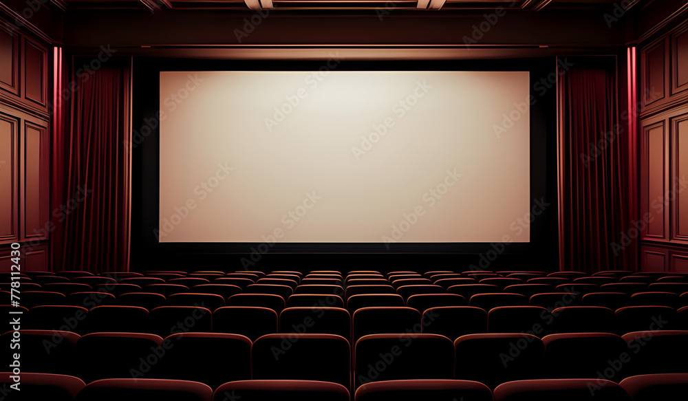 Cinema theater empty indoor. Film projection. Movie event festival show. Cinema theater empty indoor. Film projection. Movie event festival show.