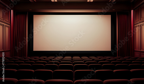 Cinema theater empty indoor. Film projection. Movie event festival show. photo