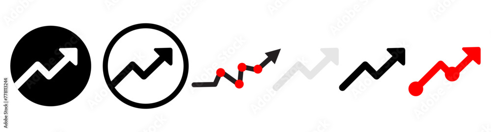 Arrow up graph. Zig zag trand symbol. Zig-zag grow, rise sign in vector flat style. Arrow up graph. Zig zag trand symbol. Zig-zag grow, rise sign in vector flat style.