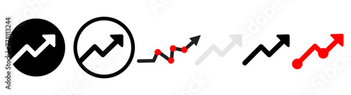 Arrow up graph. Zig zag trand symbol. Zig-zag grow, rise sign in vector flat style.