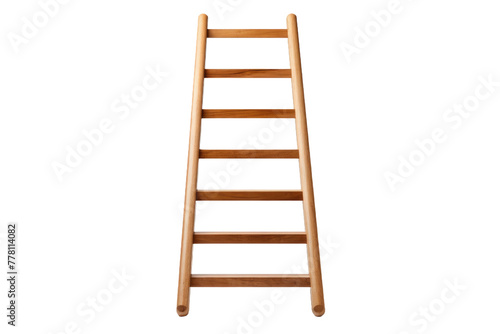 Ascending Path: A Majestic Wooden Ladder Reaches for the Sky on a Blank Canvas. White or PNG Transparent Background.