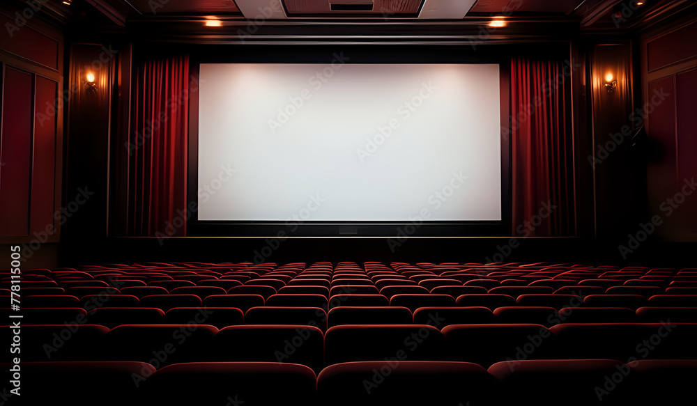 Cinema theater empty indoor. Film projection. Movie event festival show. Cinema theater empty indoor. Film projection. Movie event festival show.