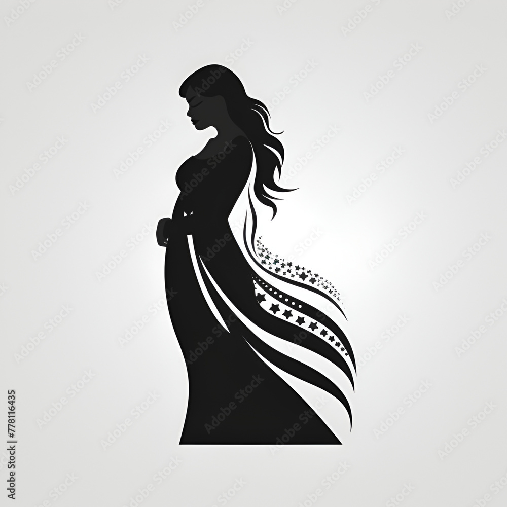 silhouette of a pregnant woman, vector, illustration, waiting baby content