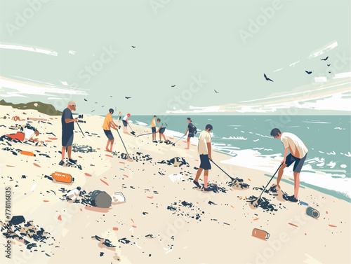 volunteers team up for beach cleanup