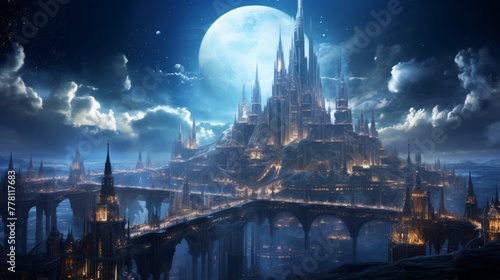 A dreamlike, undefined cityscape with ethereal elements photo
