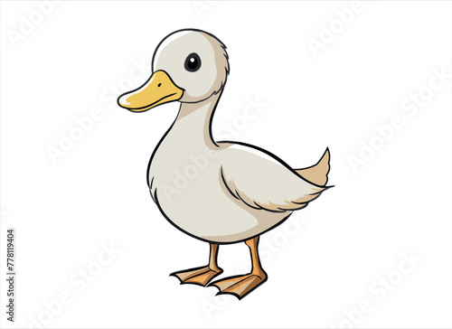 cute cartoon duck isolated on white background