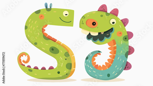 Letter S - Tiny Monster Alphabet flat vector isolated © Feblar