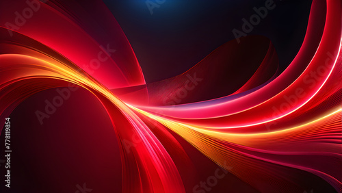 Dynamic Red Neon Waves: Stunning Background Designs(Generative AI)