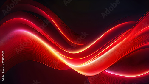 Dynamic Red Neon Waves: Stunning Background Designs(Generative AI)