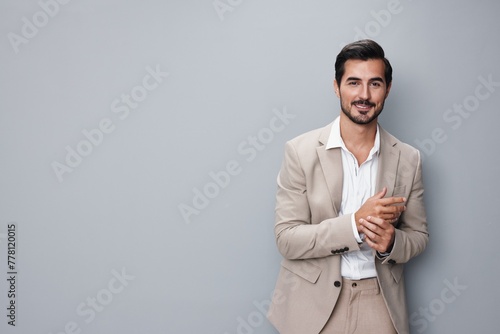man portrait handsome beige copyspace business businessman person smiling happy suit